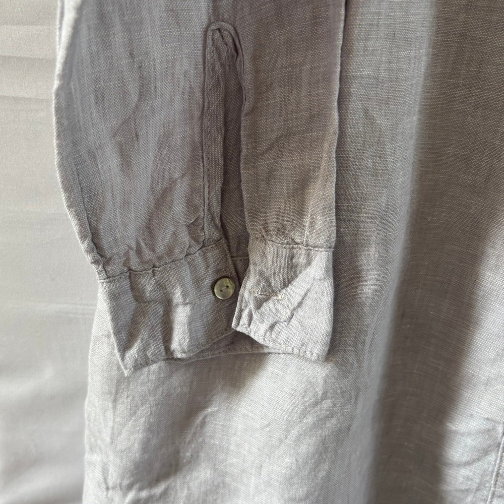 Ralston 100% Linen Tunic Top Grey Long Sleeve High Low Button Front Womens M/L - Picture 8 of 11